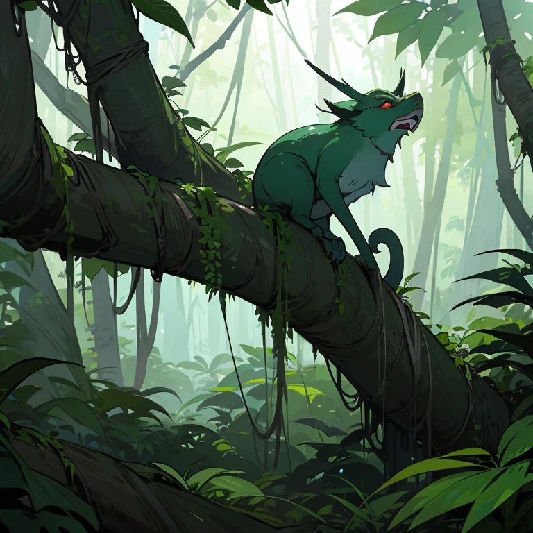 jingantesque forest, dangerous for its creatures, jungle, magic, beautiful mysterious vegetation