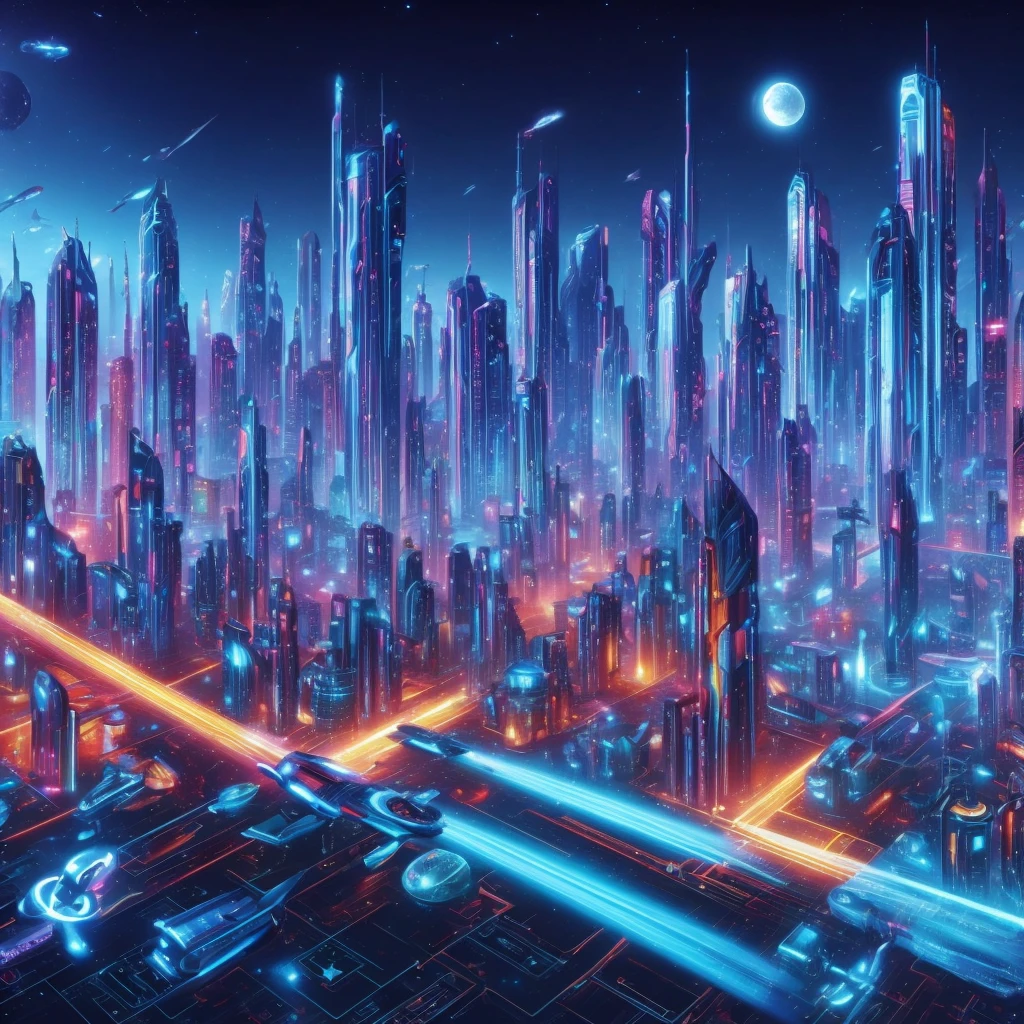 star farm city, a far future sci-fi decopunk painting by greg manchess and makoto shinkai, trending on artstation, [:vibrant digital painting:0.4]