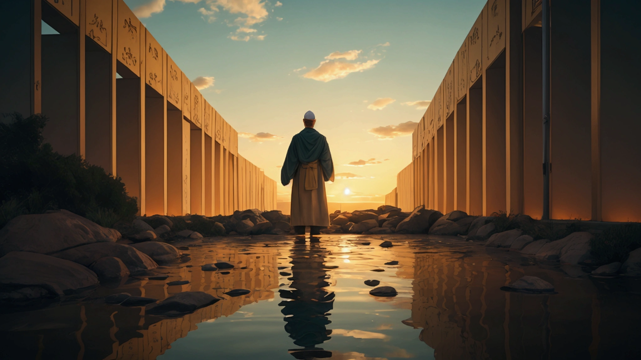 "Description: Illustrate individuals and communities reflecting on and responding to the biblical signs of the end times. Show a focus on personal and collective actions taken in response to the signs.
Details: Use a color palette with reflective and hopeful tones, such as muted blues, soft golds, and warm greens. Include elements such as:
Personal Reflection: Scenes of individuals in moments of introspection, prayer, or study, considering the significance of the signs and their implications.
Community Response: Depict communities coming together to discuss, plan, or take action in light of the signs, such as organizing support efforts or engaging in community service.
Spiritual and Practical Actions: Show a blend of spiritual practices and practical preparations, like community gatherings for discussion or acts of charity and support.
Capture expressions of contemplation, hope, and proactive engagement on the faces of those reflecting and responding, emphasizing their readiness and commitment to addressing the signs."