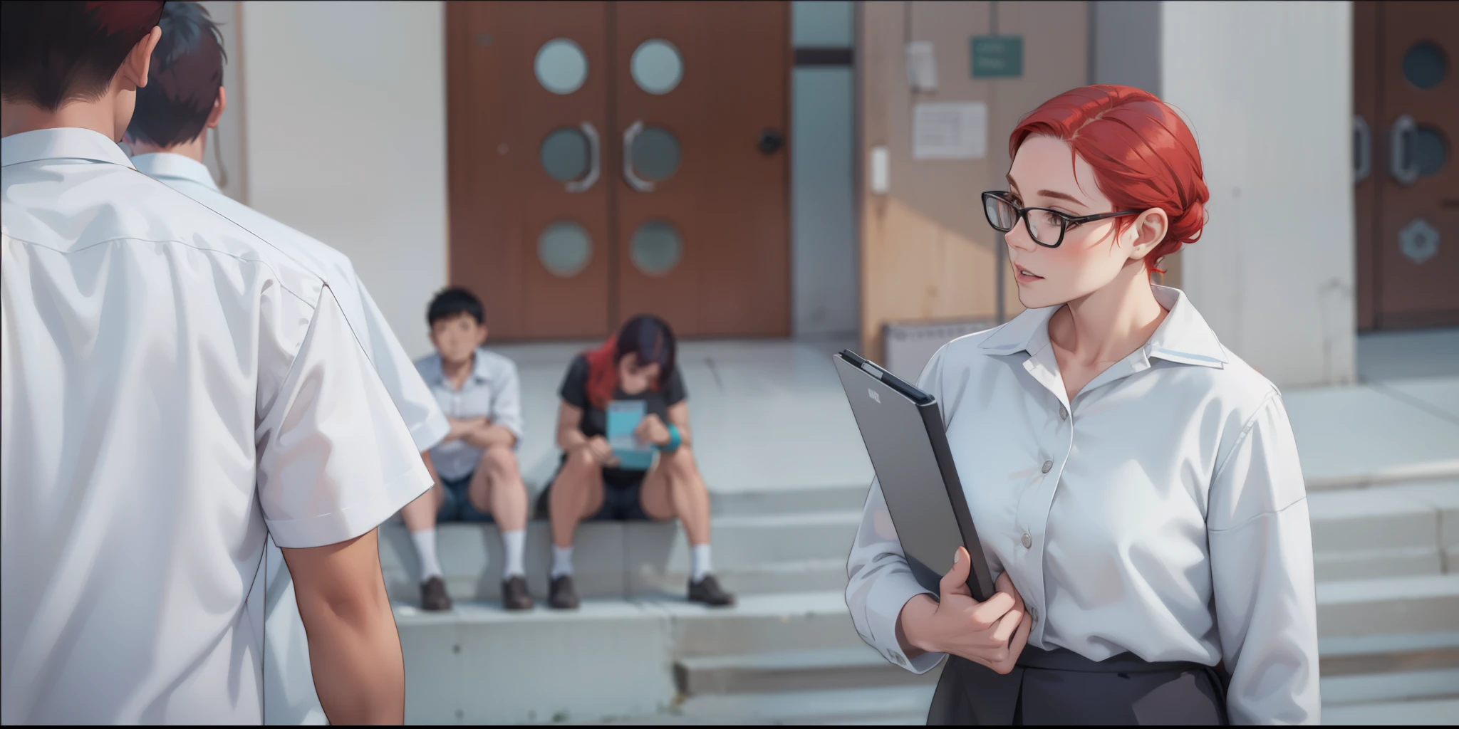 40 year old woman teacher red hair