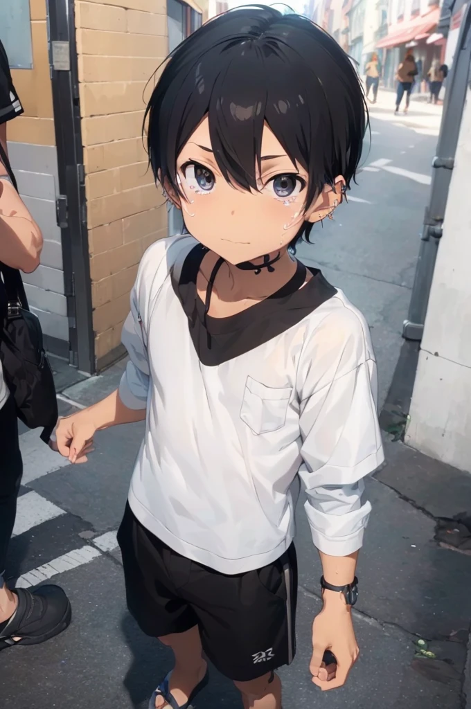 (Body modification:1.4),Suddenly Transform,TSF,cool,,,He is the refreshing, athletic guy I admire.,Still a virgin,,,boy,,,boys,,,sweetheart,,,The male protagonist,My body,charm,Slim figure,((Although he was the eldest of five siblings, he was suddenly transformed into a young boy in the street.)),,(彼は突然かわいいショタ少年にBody modificationにされた:1.4),!?,He was a tall, handsome man,Even though I was a working adult,Smooth,Skin texture,Functional beauty,shine,Breeze,A speck of dust,Natural light,(face,hand,eye,blush,tears,Saliva),Accuracy,,Ultra correct,Biological,Excellent detailed anatomy,4K,8k,Highest quality,Masterpiece Male Focus,,Depth of written boundary,Character Portrait,Black Hair,Punctuality,makoto sinkai,,Brother Style、Shota Style