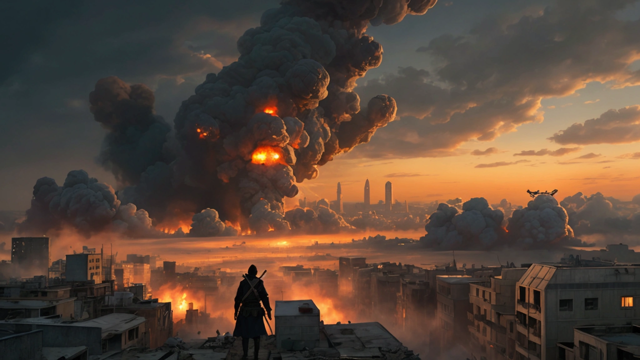 "Description: Illustrate the concept of pestilences and pandemics as part of the biblical signs of the end times. Show a contemporary setting affected by a widespread disease outbreak.
Details: Use a color palette with clinical and urgent tones, such as cool blues, grays, and stark whites, contrasted with alarming reds or oranges. Include elements such as:
Pandemic Scene: Depict a city or community dealing with a disease outbreak, with visuals of healthcare workers, quarantine zones, and individuals in protective gear.
Biblical Reference: Incorporate subtle biblical symbols or text, such as Matthew 24:7-8, to indicate the prophetic significance of the pandemic.
Public Response: Show a range of reactions from fear and confusion to solidarity and support, emphasizing the human experience during a pandemic.
Capture the scale and impact of the pestilence, connecting it to the biblical warning and its relevance in today's world."