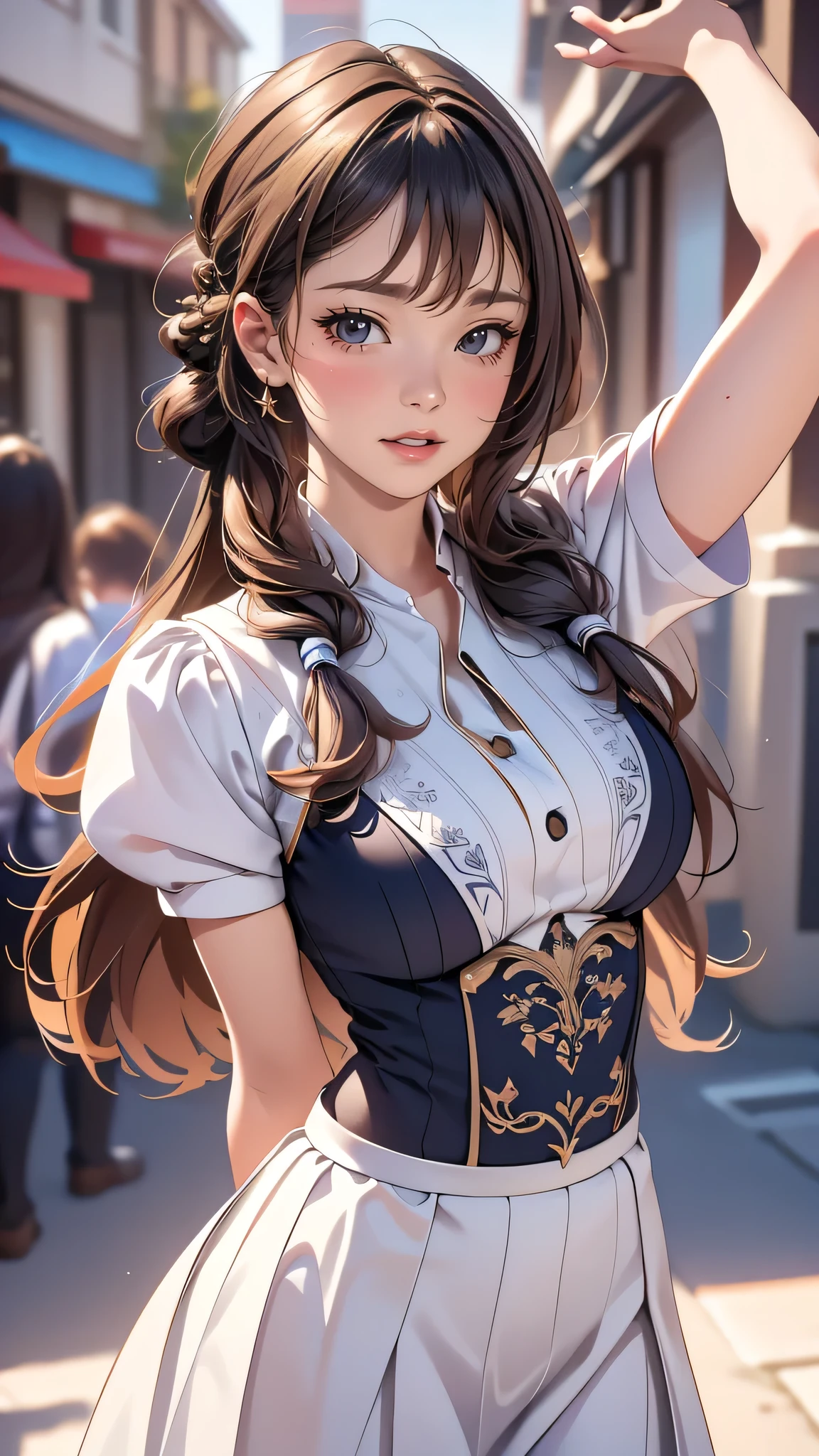 high school girl,(leaning forward:1.2),(random hairstyle),(Highest image quality,(8K), Ultra-realistic, Best Quality, High quality, High Definition, high quality texture, high detailing, Beautiful detailed, fine detailed, extremely details CG, Detailed texture, realistic representation of face, masterpiece, presence)