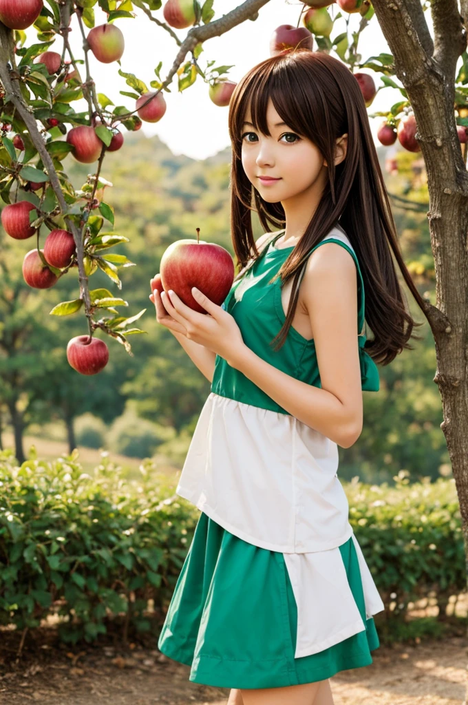 Anime style girl with apples