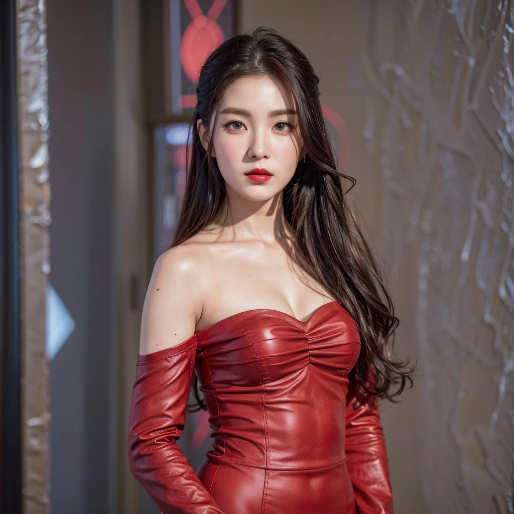Irene, (best quality, Ultra-detailed), (realistic:1.37), beautiful and detailed face, ultra-realistic texture, delicate face, delicate body, red lipstick, long-lasting colors. high definition, 8K.
