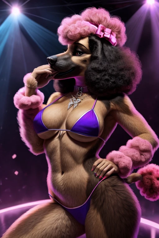 German Shepherd stripper bikini kissing poodle