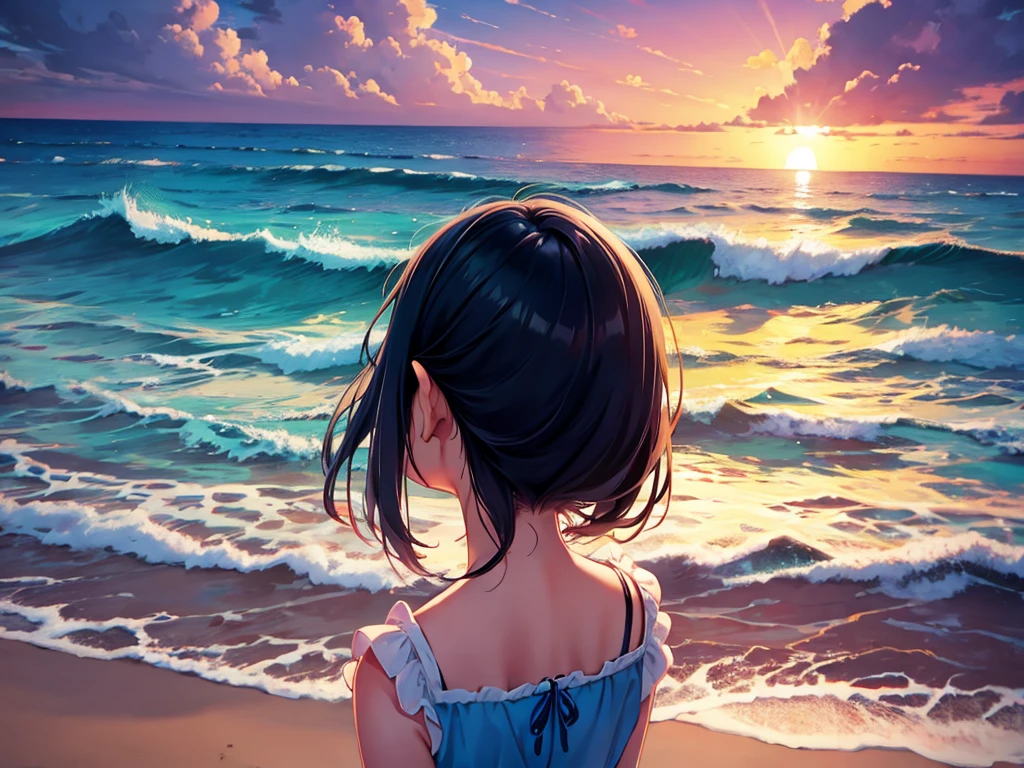 Ocean、sunset、An illustration