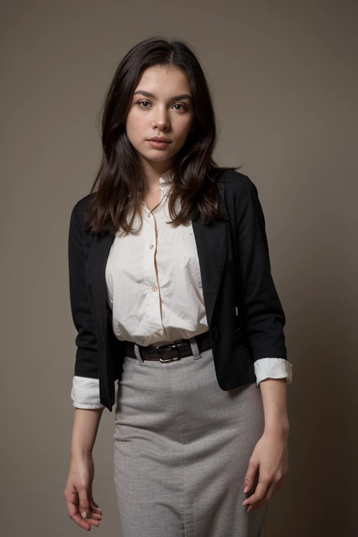 a woman who has clothes from 1848.
   - Wide, black color - Medium complexion - Pearly complexion - Honey eyes - Height 1.65 m the same one you sent but different clothes from 1948 and black hair but clothes from 1848 California 
