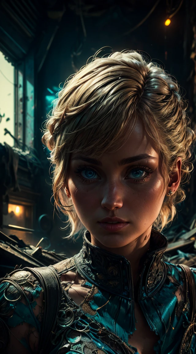 masterpiece, Best Quality, Digital actriz jenifer lawrence , low water, 8k, Very detailed face, a perfect face, The perfect body, Posing, (intricate details:0.9), (HdR, Hyperdetail:1.2), (natural skin textures, hyperrealistic, luz outfit, sharp), (Intricate detail 1.5), In an abandoned warehouse, ((Lots of neon consecration.)).