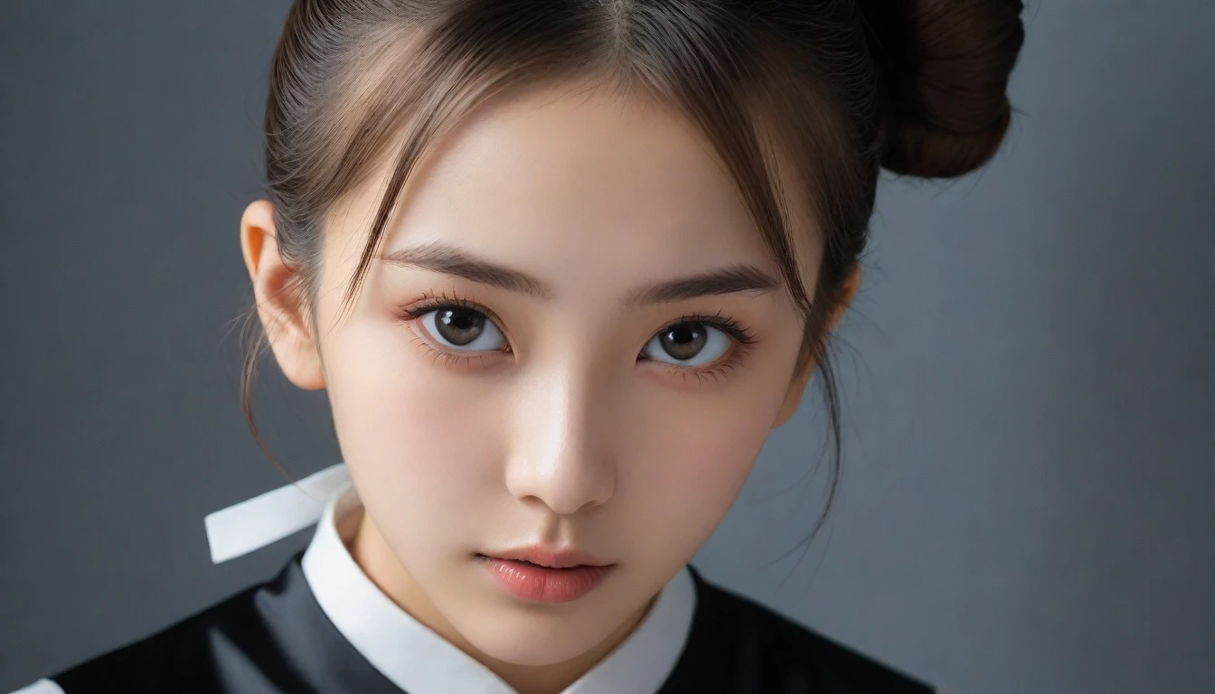 8ก, 超high resolution, Highest quality, Masterpiece, Surreal, photograph, 1 woman, (16 years old:1.3), cute女の子, cuteface, ดวงตาที่สวยงามในทุกdetails, black silk dress、Intellectual,(Gaziantep:1.5), turn off, Masterpiece, Highest quality, 生photograph, realistic, face, Incredibly ridiculous, beautiful girl, cute, Bun hair, Depth of writing region, high resolution, 超details, exquisite, 非常にdetailsな, 非常にdetailsな eyes and face, sharp student, realistic students, Sharp focus, movie light、Depth of writing region、detailsที่สดใส、details、Surreal、light and shadow,Strong lighting,fashion magazine cover,Thin mouth