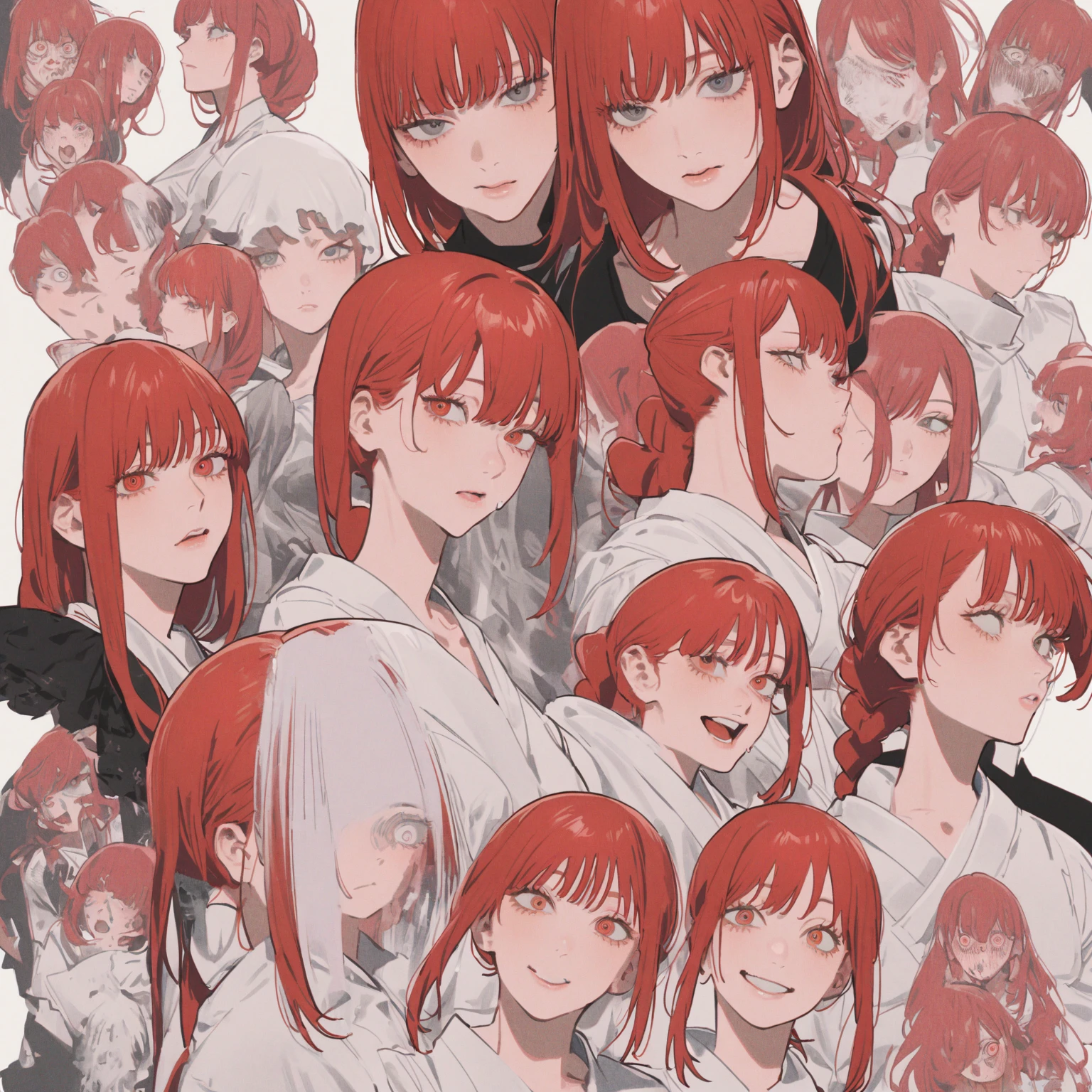 A woman with red hair and a white kimono is looking at the camera, Chainsaw Man マンガ, ( ( ( yoh yoshinari ) ) ), Makima, Chainsaw Man, Swirly eyes, Reincarnation, Makima, Red tint, Avant-garde, Edogawa Ranpo's Worldview, picaresque, Taisho Romance, In the Imperial City of Tokyo, A fantastic atmosphere, Makima, mysterious beautiful woman, Chainsaw ManのMakima, Very sharp beauty, A woman from a distinguished family in the 1920s, pretty much beautiful face, Sharp eyes with slit length, Very delicate and beautiful eyes, Captivating woman, Very stylish woman, Elegant and noble beauty, A woman who looks about 27 years old, Five fingered hand, Gorgeous and luxurious, a fine art painting by Yang J, Pixiv, Fantasy art, artwork in the style of Gwaiz, Gwaiz, Japanese art style, Chen Yifei, Female painting, Vivid and colorful paintings, Glamorous and luxurious, eiko ishioka, yuuki hagure, takeyuki kanda, inspired by Miwa Komatsu, Kazami Yuuka, Yoshitomo Nara, Yaoi Kasuma, Akiko Takase, Kazue Kato, Paintings from Nakahara Nantenbo, tumbler, What is it?, kimi takemura, For whom??, Yoshitomo Nara, chiho ashima, Aoi Ogata, kiyoko suzuki, Ishida Sui with black hair, Chen Yifeiに影響を与えた作品, Works that influenced Francesco Hayes, Inspired by Hendrik Terbruggen, Jean=Works that influenced Auguste Dominique Ingres, Works that influenced Liu Jun, Jean=Works that influenced Auguste Dominique Ingres, artwork in the style of Switzerland, by ヤン・J, Switzerland, Beautiful Art UHD 4K, Detailed painting 4k, Beautiful digital art, Beautiful artwork illustration, Switzerland masterpiece, By Chen Yanjun, Lee Song, Highest quality, The perfect angle, Perfect composition, Best Shot, Official Art, Cinematic Light, Figurative art, Beautiful and expressive paintings, Beautiful artwork illustration, wonderful, Cool Beauty, clear, mysterious, Highest quality, Official Art, Extremely delicate and detailed painting style, Beautiful and subtle effects, Elegant and beautiful painting art, The pinnacle of painting beauty, Perfect light, Perfect composition, The perfect angle, Perfect subject, Best Shot, Female Solo, Sharp contours, Face close-up