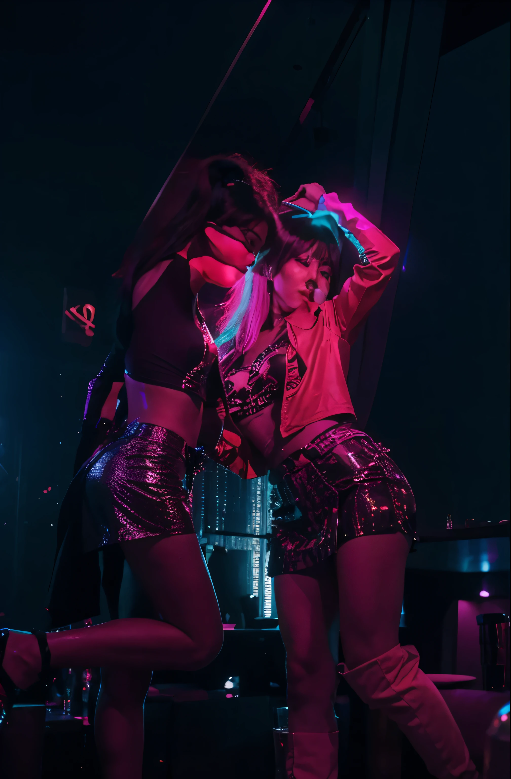 (Best quality, 8k, 32k, Masterpiece, UHD:1.2), "Transform the scene into the interior of a bustling nightclub in Tokyo, Japan, filled with vibrant energy and a crowded atmosphere. The space is packed with people dancing and socializing, creating a lively and dynamic environment.
Neon lights of various colors illuminate the room, casting dramatic and vibrant hues across the crowd. The lighting creates an electrifying ambiance, with beams of light cutting through the darkness and reflecting off shiny surfaces.
The club's interior features sleek, modern design elements with metallic accents, glass, and mirrored walls. The dance floor is spacious, with a DJ booth at the center, surrounded by state-of-the-art sound equipment and large speakers pumping out energetic music.
The bar area is stylishly designed, with a wide array of colorful bottles and cocktails on display, attended by skilled bartenders mixing drinks with flair. High tables and plush seating areas provide spots for guests to relax and enjoy the atmosphere.
Overall, the nightclub exudes a sense of excitement and modernity, perfectly capturing the vibrant nightlife of Tokyo."