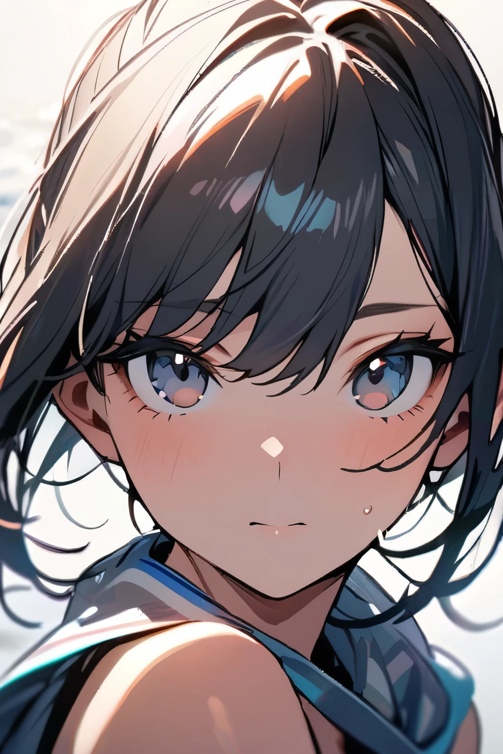 Masterpiece, best quality, close to the camera, close-up of face, beautiful girl, beautiful face, ponytail, swimsuit,