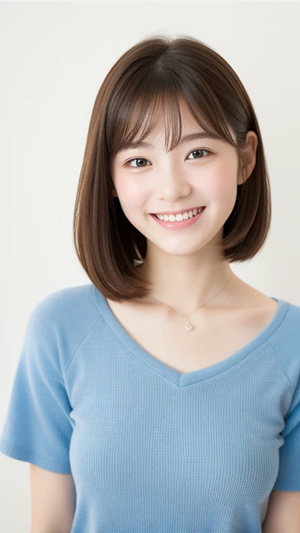 Enhanced Dynamic Perspective,cute、美しいgirl,JK ,18-year-old、Look at me and smile,Simple Background,masterpiece,high quality,girl' School、4K resolution,Ultra-fine,About pubic hair,Accurate,Cinema Lighting,Volleyball Club、Maintain the original face proportions、(Big ample breasts)、((Button gap))、Squat、