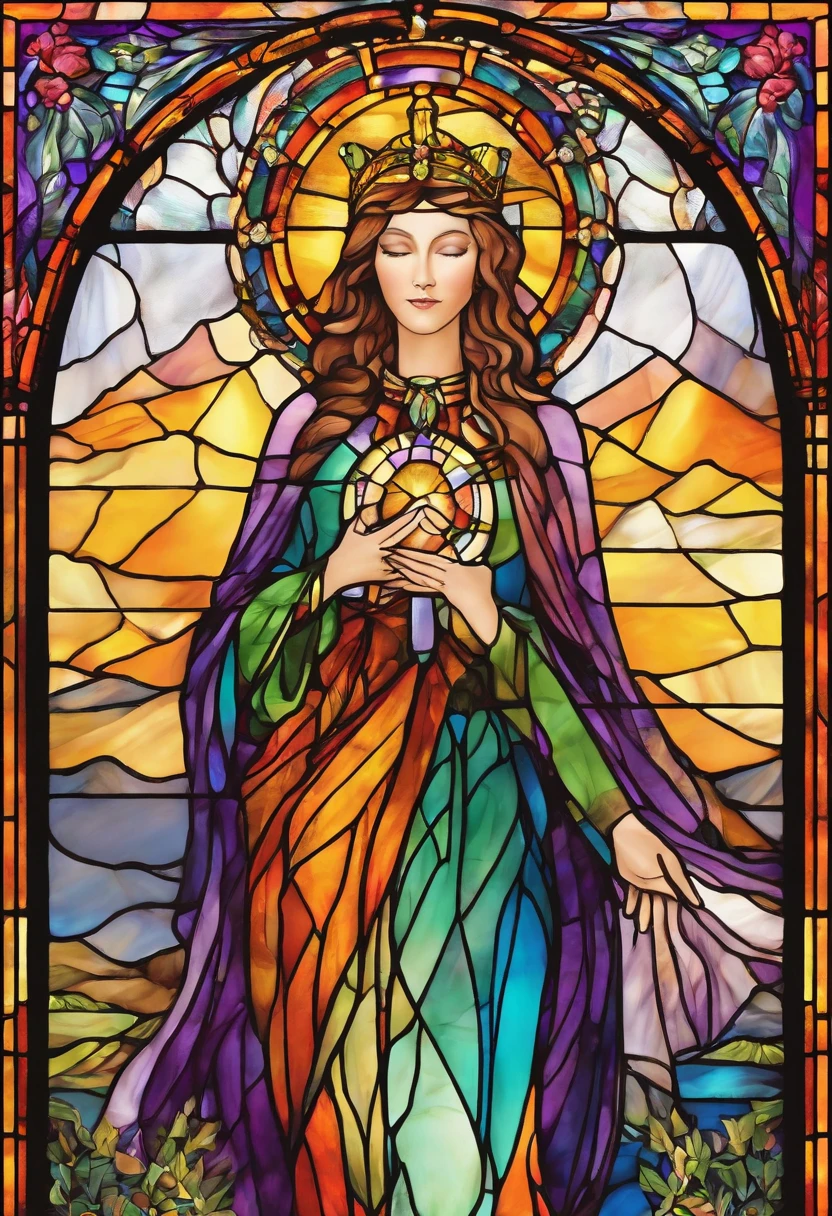 The saint woman in beautiful garment with whith love and compassion