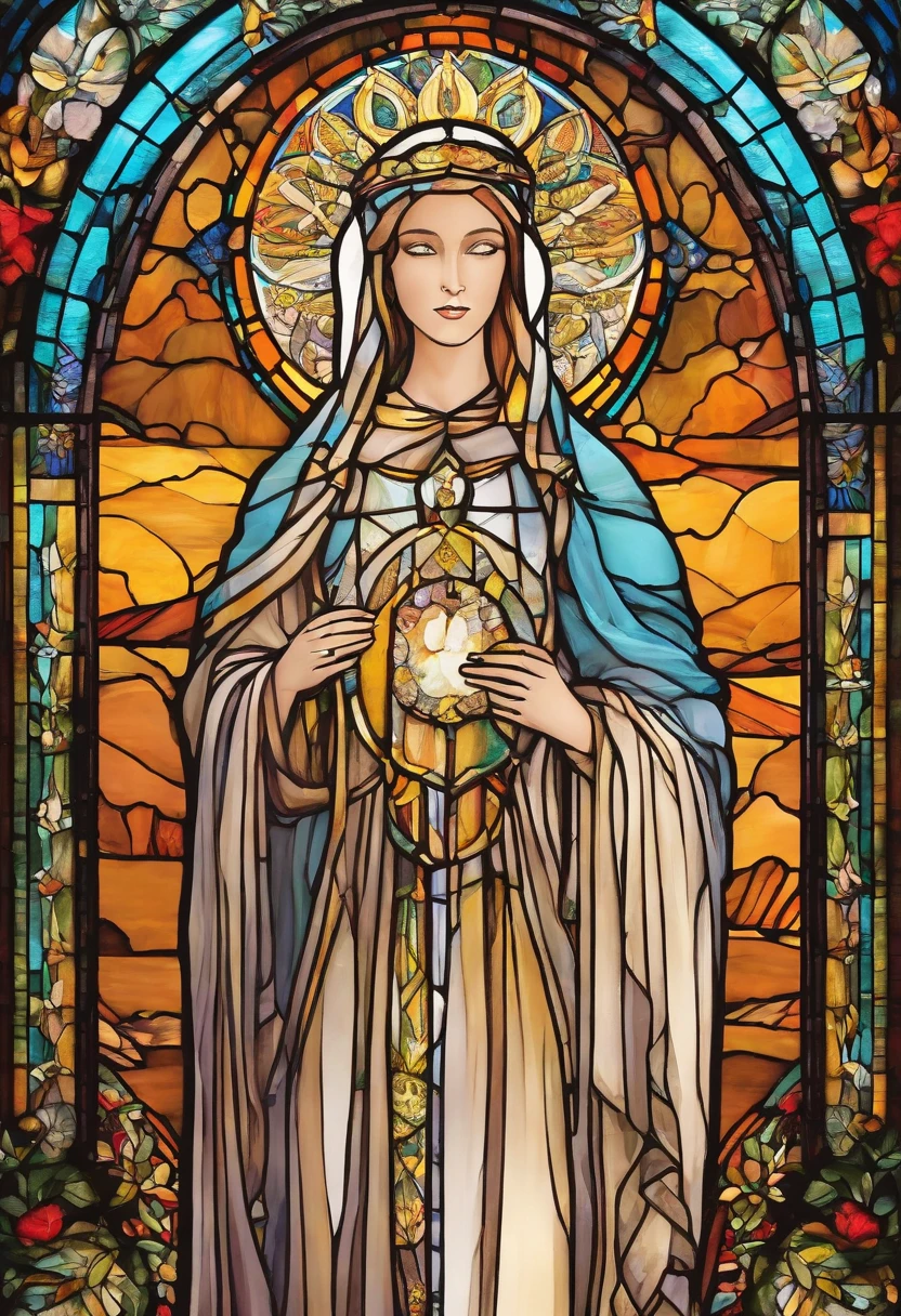 The saint woman in beautiful garment with whith love and compassion 