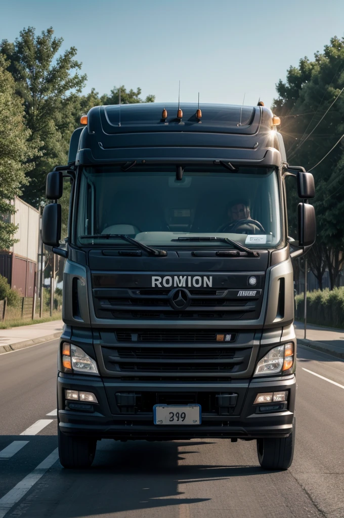 International trade, speed cargo truck, Roadside, focusing