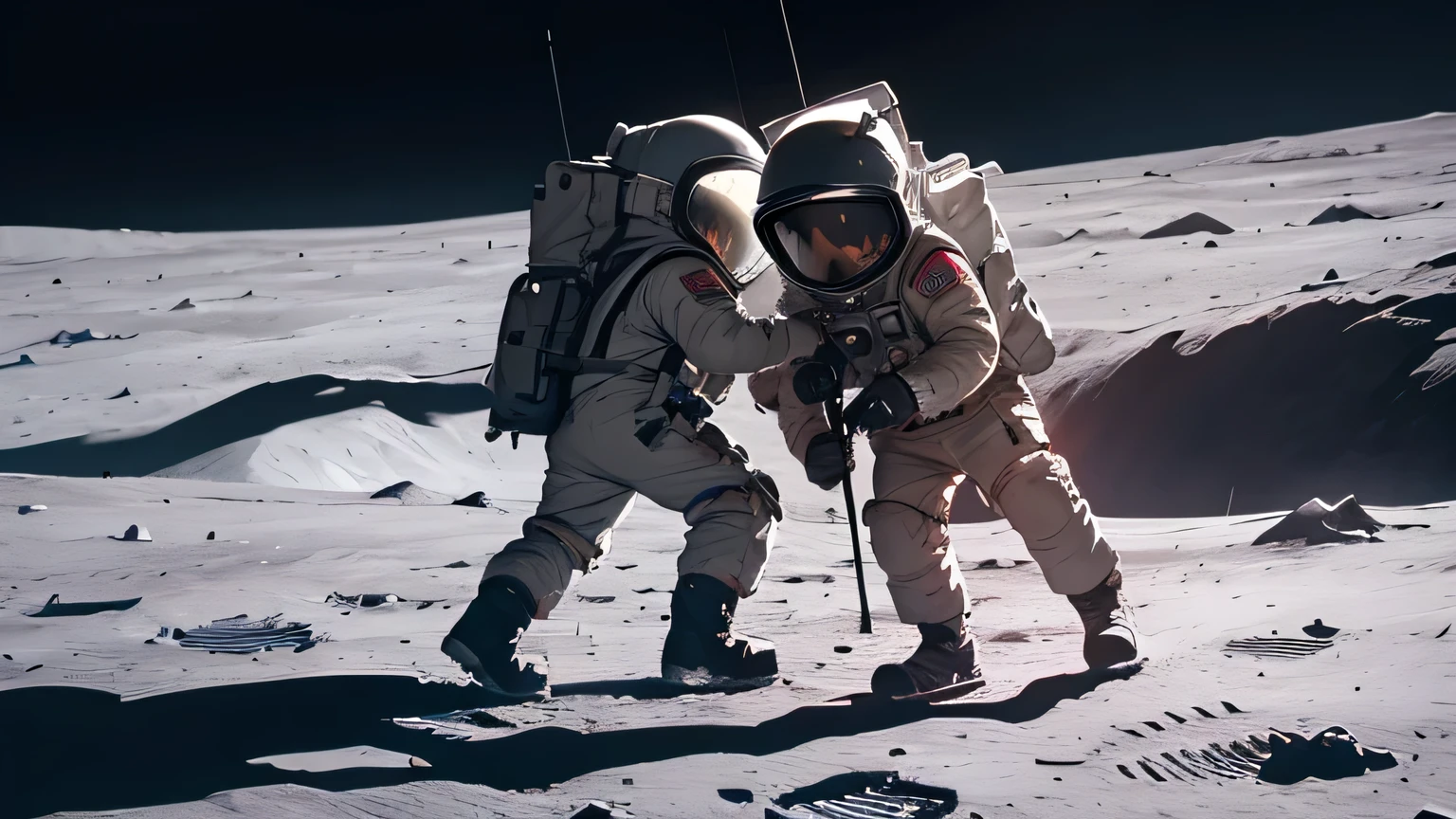 children playing on the moon