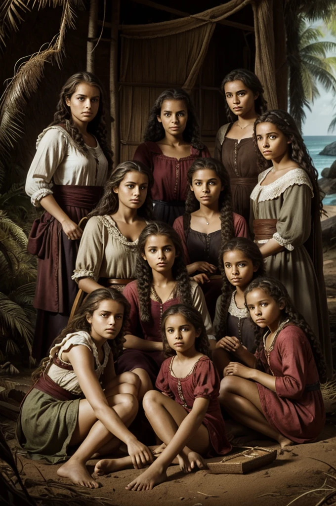 Robinson Crusoe with four daughters and one a little darker 