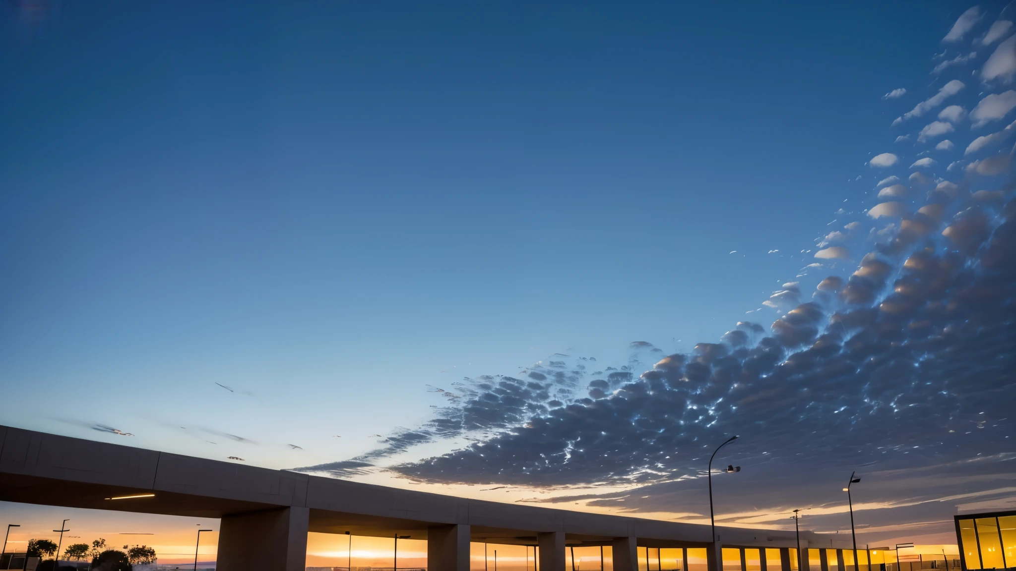 CUT University of Tijuana, clear sky, Sun rising, autumn lighting, with high clouds, fotogenico