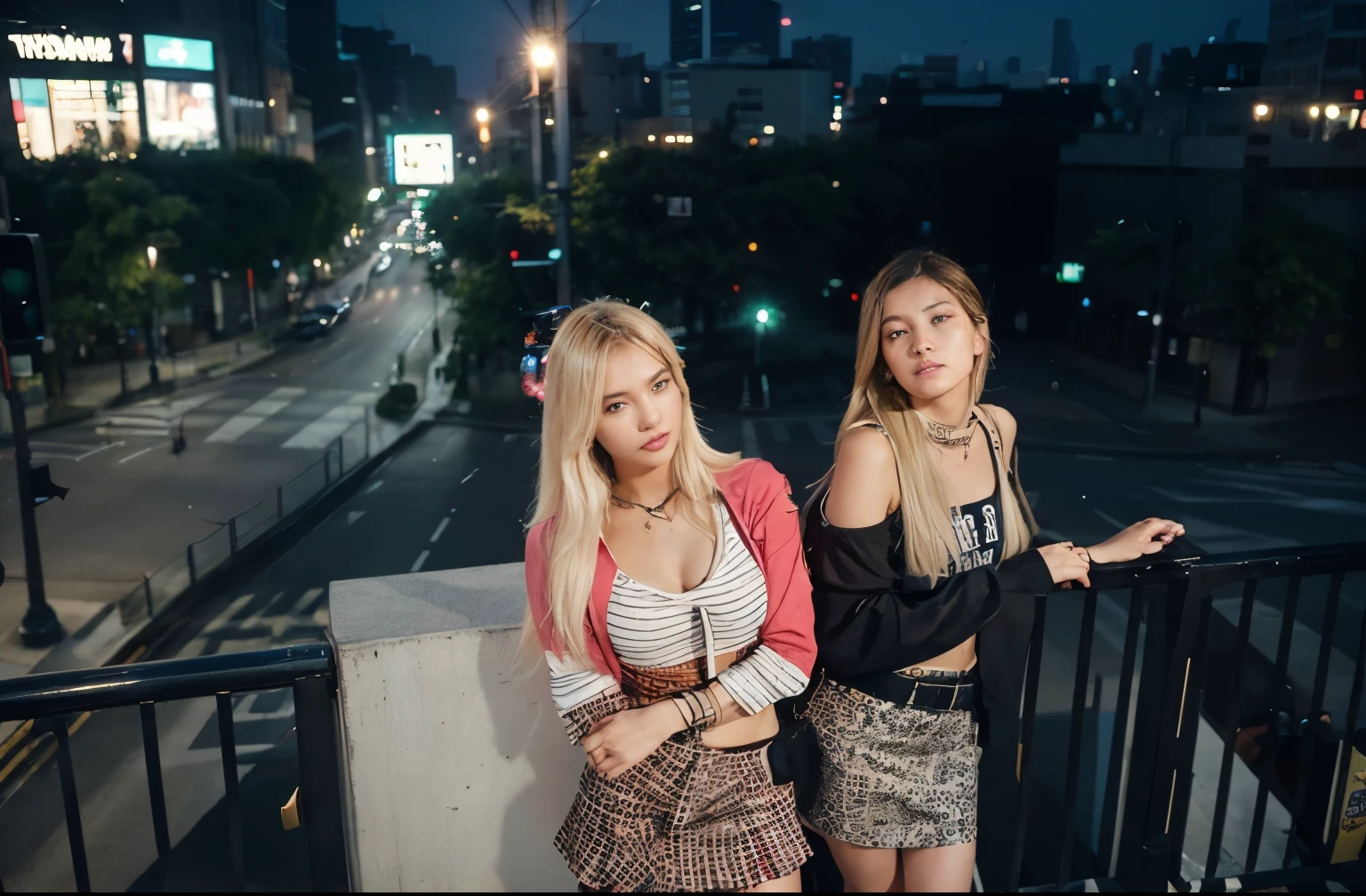 (Best quality, 8k, 32k, Masterpiece, UHD:1.2), "Transform the scene into the iconic Shibuya Crossing in Japan, but with an unusual emptiness. The setting is devoid of crowds or people, emphasizing the stillness of the moment. The streets are wide and paved, crisscrossing in multiple directions, creating the famous intersection known for its bustling activity.
Surrounding the crossing are tall buildings adorned with bright neon signs and large digital billboards, displaying advertisements and vibrant visuals. The urban environment is filled with shops, cafes, and restaurants, each with their distinct signage and architectural style.
The sidewalks are lined with street lamps, traffic lights, and various urban elements such as benches, signposts, and barriers. There are no trees or grass, just the concrete and asphalt of the city streets, highlighting the urban nature of the location.
The atmosphere captures the essence of Shibuya's dynamic and energetic cityscape, yet with a surprising quietness, allowing the intricate details of the urban infrastructure to stand out."