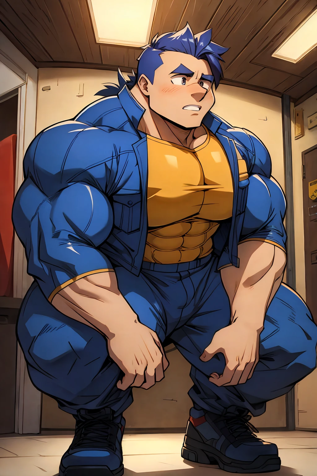 Huge muscles,cramped clothes,Young boy,