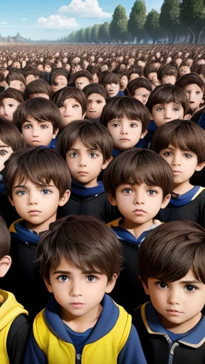  A large group of beautiful children Isaac focus on the face