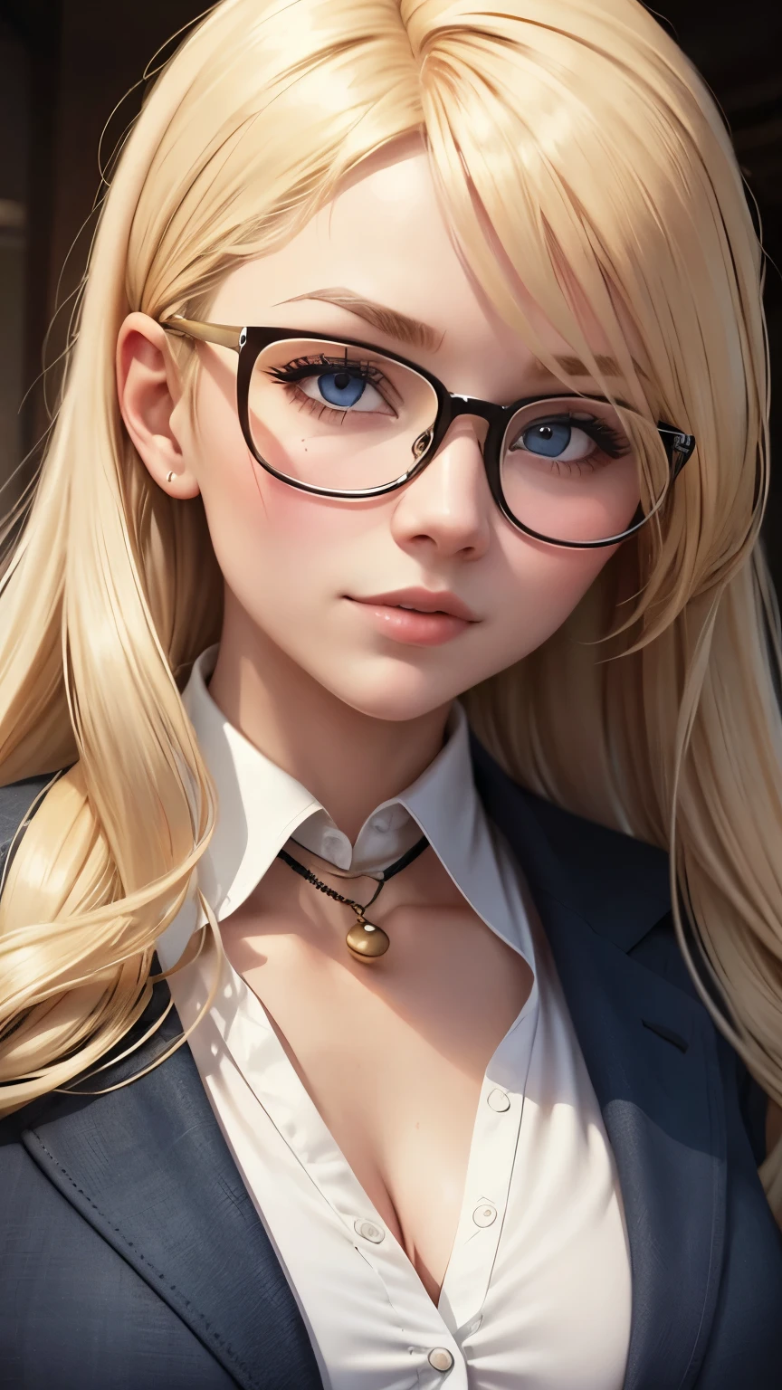 Big blonde glasses girl