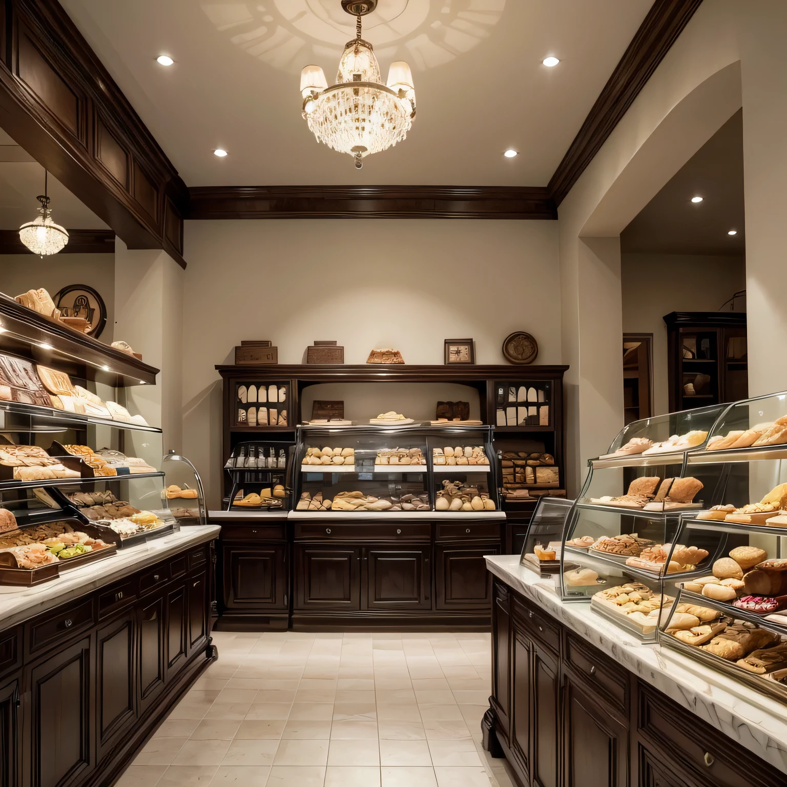 (masterpiece) interior of a store, interior color cafe, pastry shop, transparent counter, jams and cookies inside the counter,