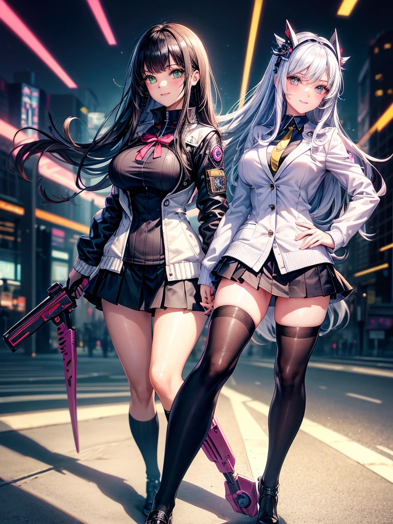 high school girl,smile,Beautiful girls,Beautiful girl from another world,A whole new beautiful girl,JK latest fashion,Girl with a weapon in her hand,Cyberpunk uniforms,The best quality to get you horny,Psychic,Wizard,Yellow Eyes,battle,Colorfulな髪色,Perfect Girl,Super cute girl,Cyberpunk Background,The fusion of fashion and aesthetics,Sparkly Fashion,Cute uniform,Uniform of the Future,Wearing a cardigan,Long Hair、Sparkling eyes,She has her bangs down,Colorful,Ultra HD,Young girl,sex,Green Eyes,Naughty Girls,Full body image,Big Breasts,Beautiful Girl's Paradise,Fashion Girl,Naughty Girls,Beautiful Girl Country,High-dimensional beautiful girl,A beautiful girl who transcends everything,Pink Cardigan,So beautiful,Absurd,Beautiful girls,The psychology of beautiful legs,The pinnacle of aesthetics,beauty incarnate