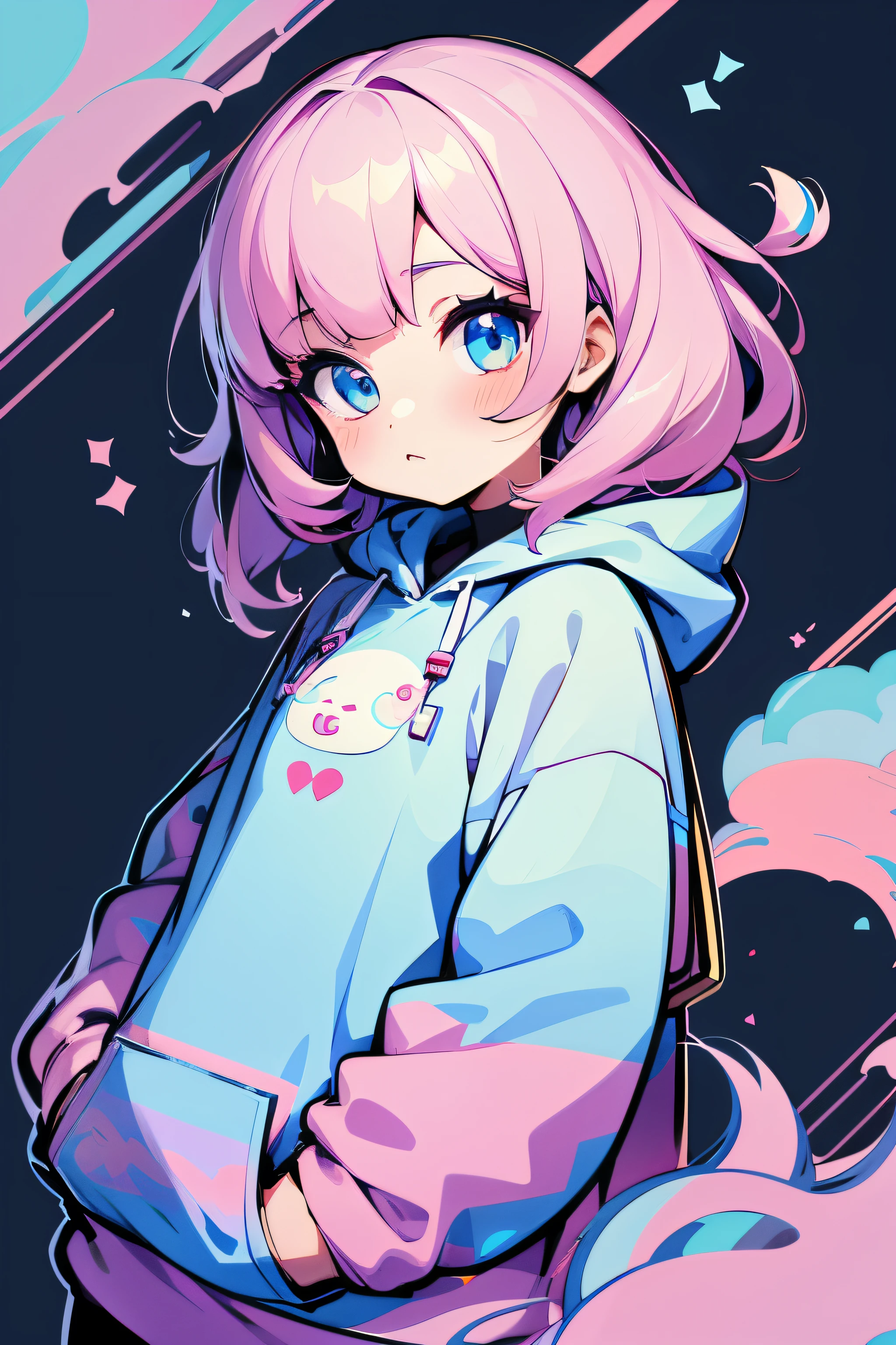 Anime Chibi Girl,cores pastel, vector style, Y2K Hoodie
