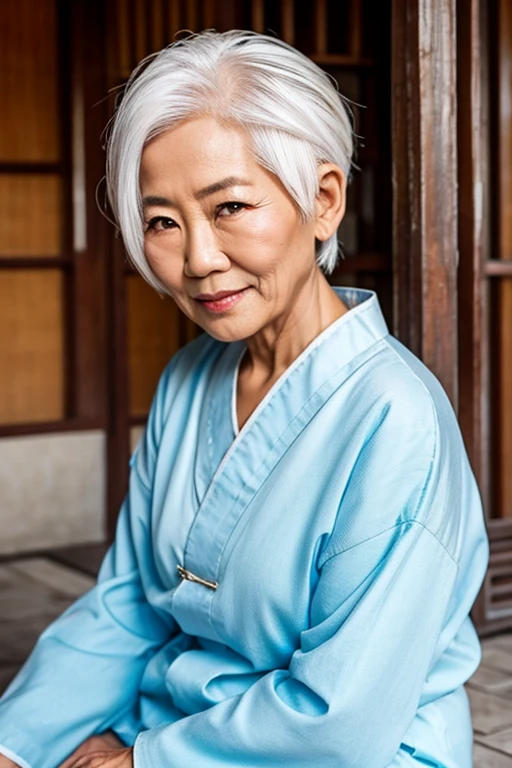 old asian woman white hair