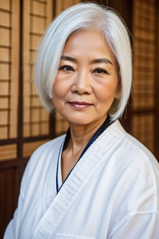 old asian woman white hair