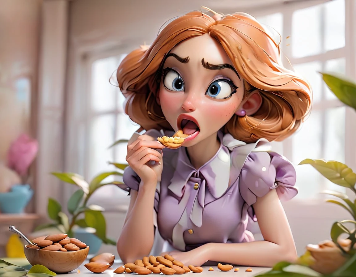 Woman eating almonds