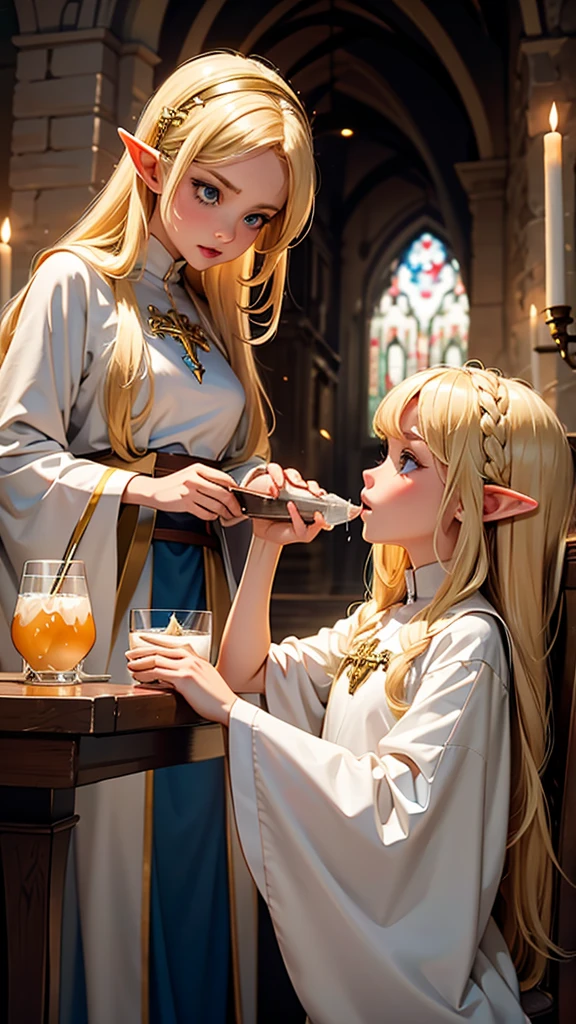 Blonde,Elf,Sisters,holy water,drink,