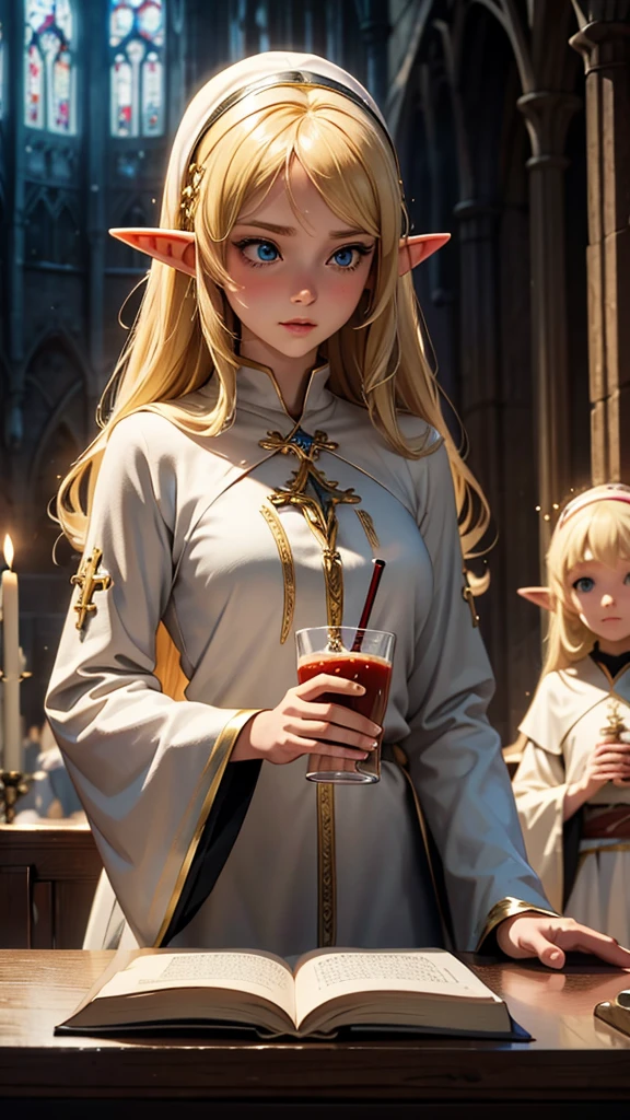 Blonde,Elf,Sisters,holy water,drink,