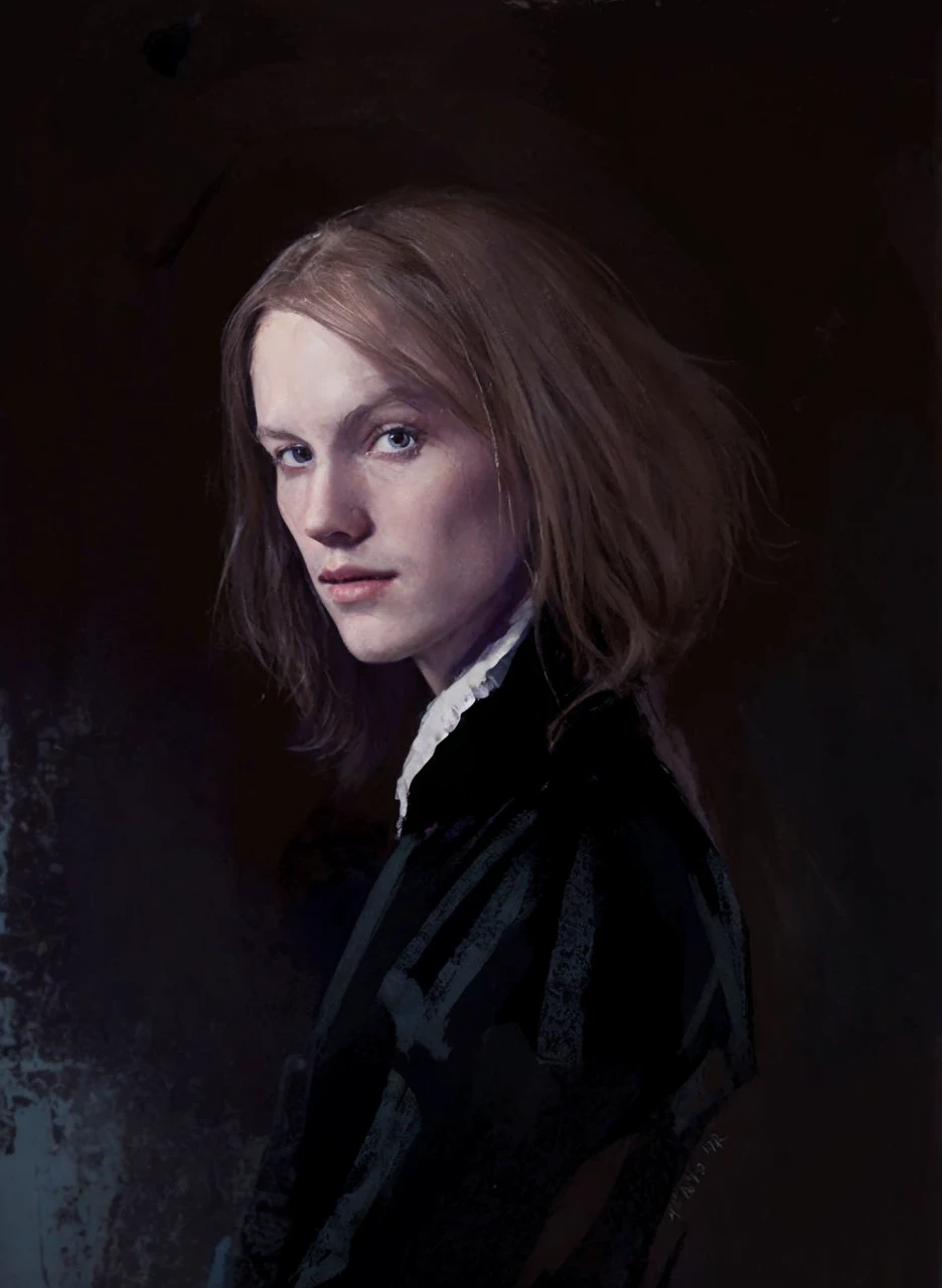 Portrait of Christopher Marlowe, white skin, piercing icy blue eyes, silky golden-brown hair, refined features, charp jawline, clean shaved, Elizabethan clothes, Shakespearen clothes, black Elizabethan velvet jerkin, white laced shirt, soft light, candlelight, chiaroscuro, masterpiece, oil painting, oil on canvas, Renaissance, Caravaggio style, realism, high quality