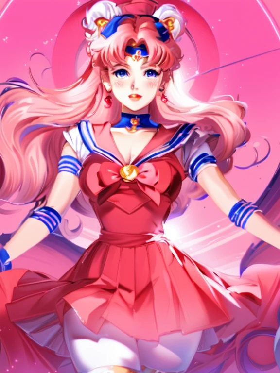 sailor girl in a sailor costume with a pink background, sailor moon style, by Sailor Moon, sailor moon!!!!!!!!, inspired by Sailor Moon, 8 0 s anime art style, retro anime girl, the sailor moon. beautiful, jen bartel, portrait knights of zodiac girl, anime style 4 k, anime styled digital art, sailor moon aesthetic, 8 0 s anime vibe