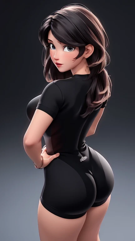(best qualityer:1.4), body focus, (cute face), work of art, above, ultrarealistic, (((best qualityer))), ((comely Finger)), Gorgeous character design, ,lighting perfeita, colorfully, Ablaze_front_face_lighting, ultra high resolution, high resolution, absurderes:1.2, bokeh:1.2, Lens flare, (Vibrant_colour:1.2), (comely, medium breasts:1.2), (thick-thighs:1.1), thick,
Animated female character, sideways back, ((view from above)), empinando a bunda, top view, Pale skin, ((wearing a skin-tight black lycra jumpsuit shorts adidas stripes)), ((wearing lycra shorts adidas stripes)) silver necklace with pendant, wrinkles, Red lips, long hair, shot from the back, above
