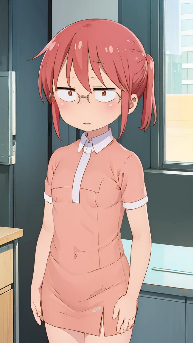 Kobayashi, (Bust size very very small.)),  (flat chest:1.2), Posing embarrassed, sexy office lady suit