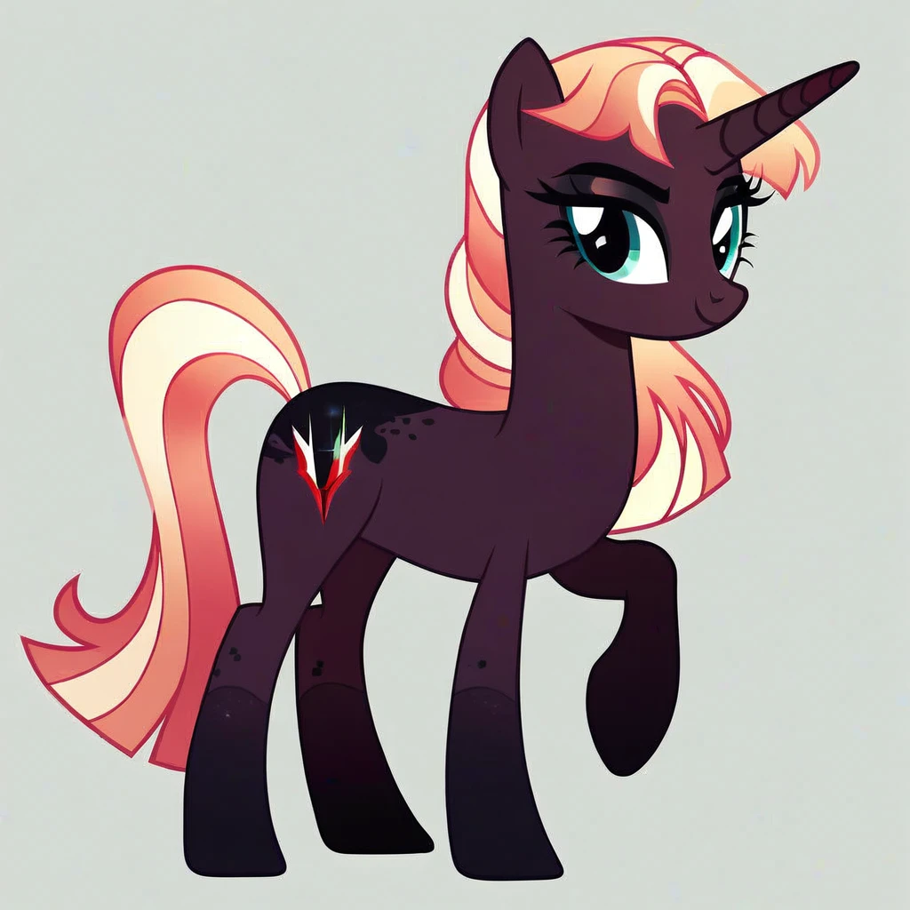 score_9, score_8_up, score_7_up, score_6_up, score_5_up, score_4_up, show accurate, full body, simple background, feral pony, female pony, beautiful appearance, cutiemarck, unicorn, original character