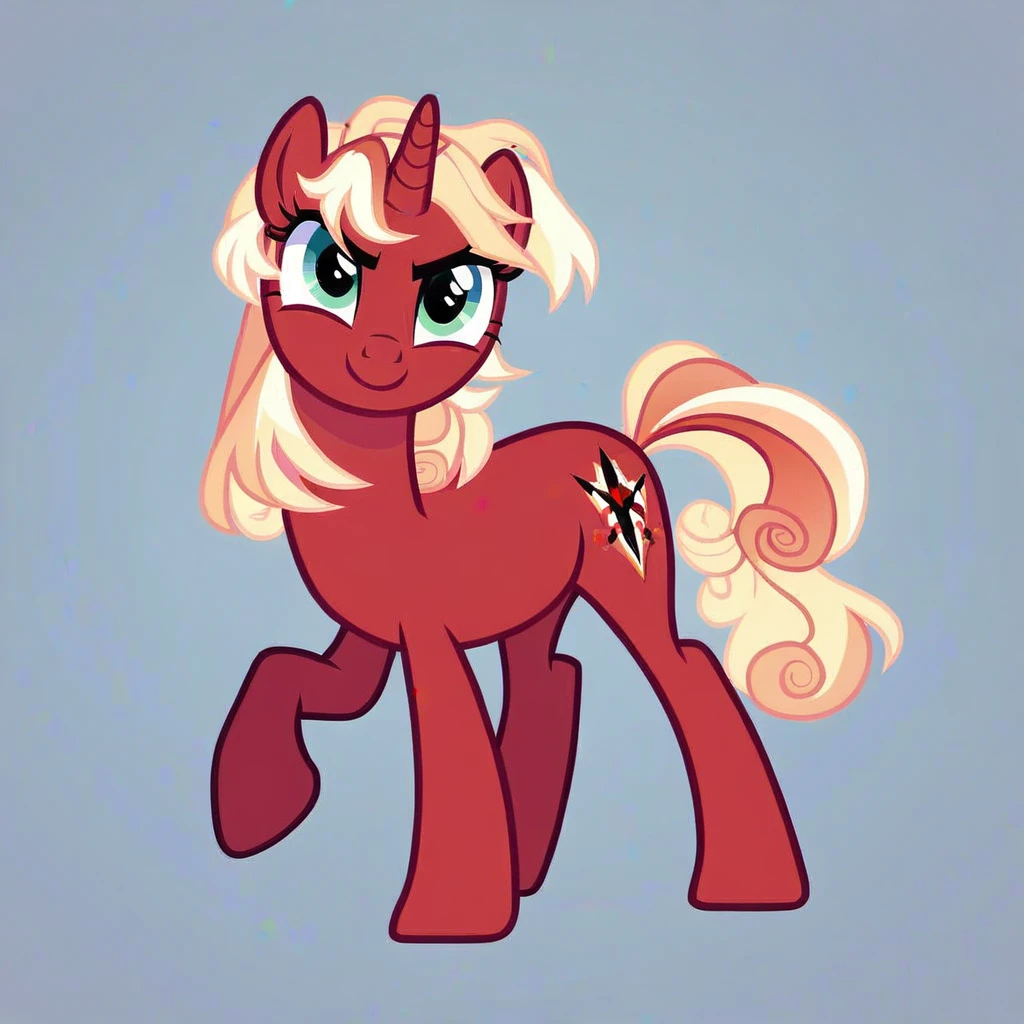 score_9, score_8_up, score_7_up, score_6_up, score_5_up, score_4_up, show accurate, full body, simple background, feral pony, female pony, beautiful appearance, cutiemarck, unicorn, original character