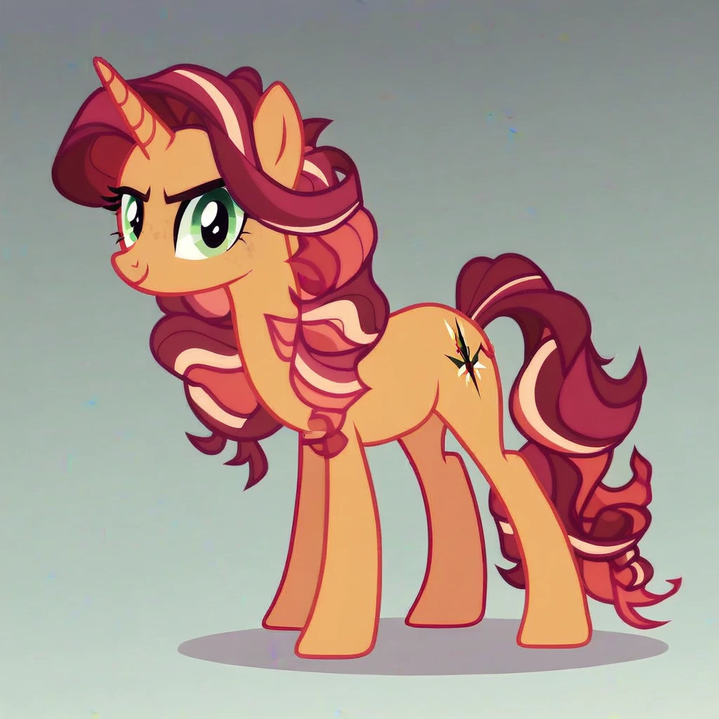 score_9, score_8_up, score_7_up, score_6_up, score_5_up, score_4_up, show accurate, full body, simple background, feral pony, female pony, beautiful appearance, cutiemarck, unicorn, original character