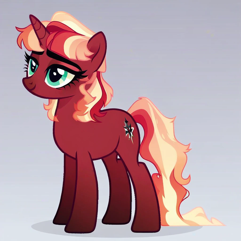 score_9, score_8_up, score_7_up, score_6_up, score_5_up, score_4_up, show accurate, full body, simple background, feral pony, female pony, beautiful appearance, cutiemarck, unicorn, original character
