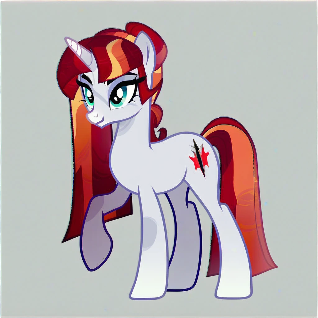 score_9, score_8_up, score_7_up, score_6_up, score_5_up, score_4_up, show accurate, full body, simple background, feral pony, female pony, beautiful appearance, cutiemarck, unicorn, original character