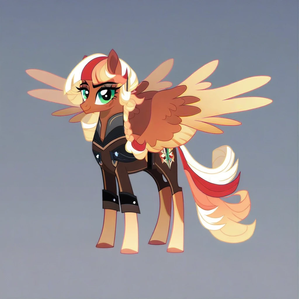 score_9, score_8_up, score_7_up, score_6_up, score_5_up, score_4_up, show accurate, full body, simple background, feral pony, female pony, beautiful appearance, cutiemarck, pegasus, original character