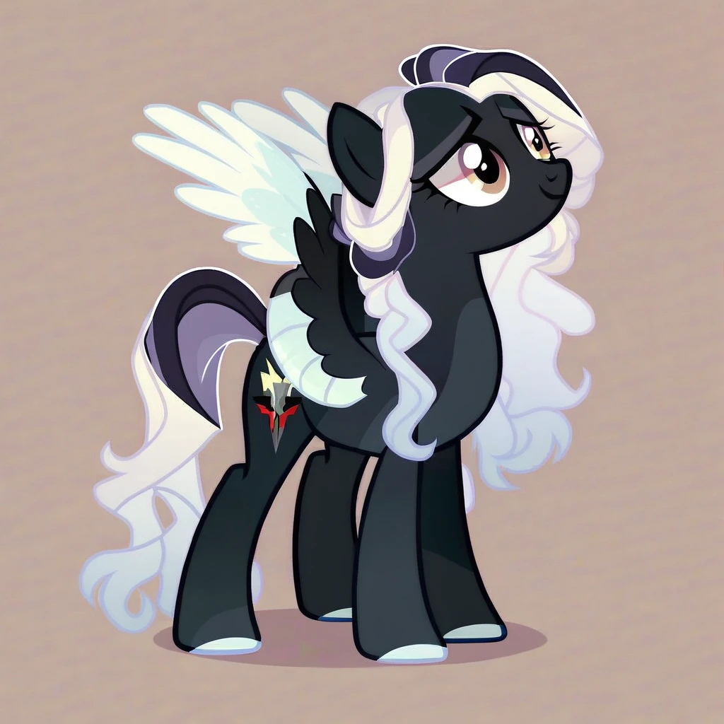 score_9, score_8_up, score_7_up, score_6_up, score_5_up, score_4_up, show accurate, full body, simple background, feral pony, female pony, beautiful appearance, cutiemarck, pegasus, original character