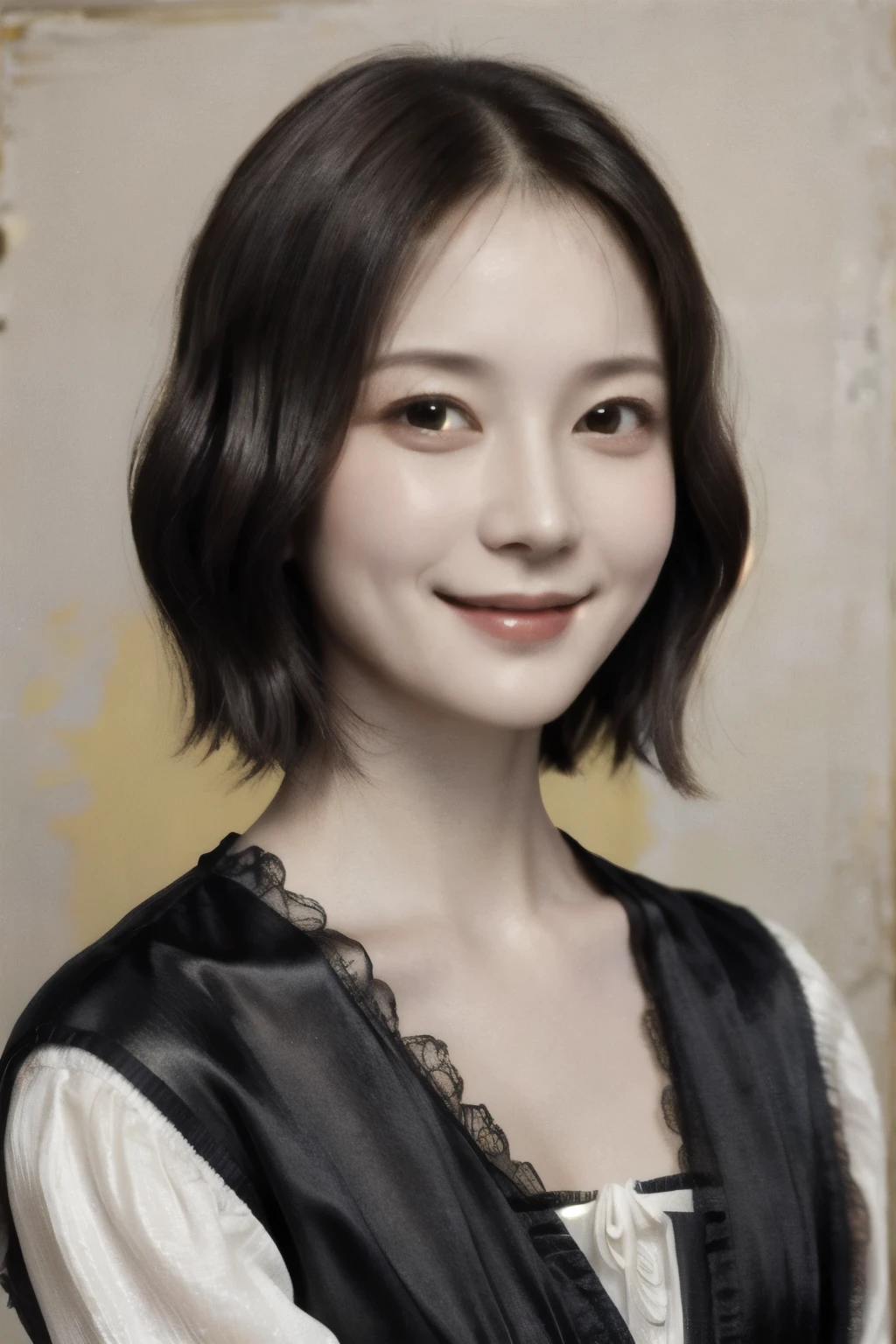 261 20-year-old female, (Short Hair 46),(Genuine,chest),Old-fashioned smile,(Paintings by Leonardo da Vinci)