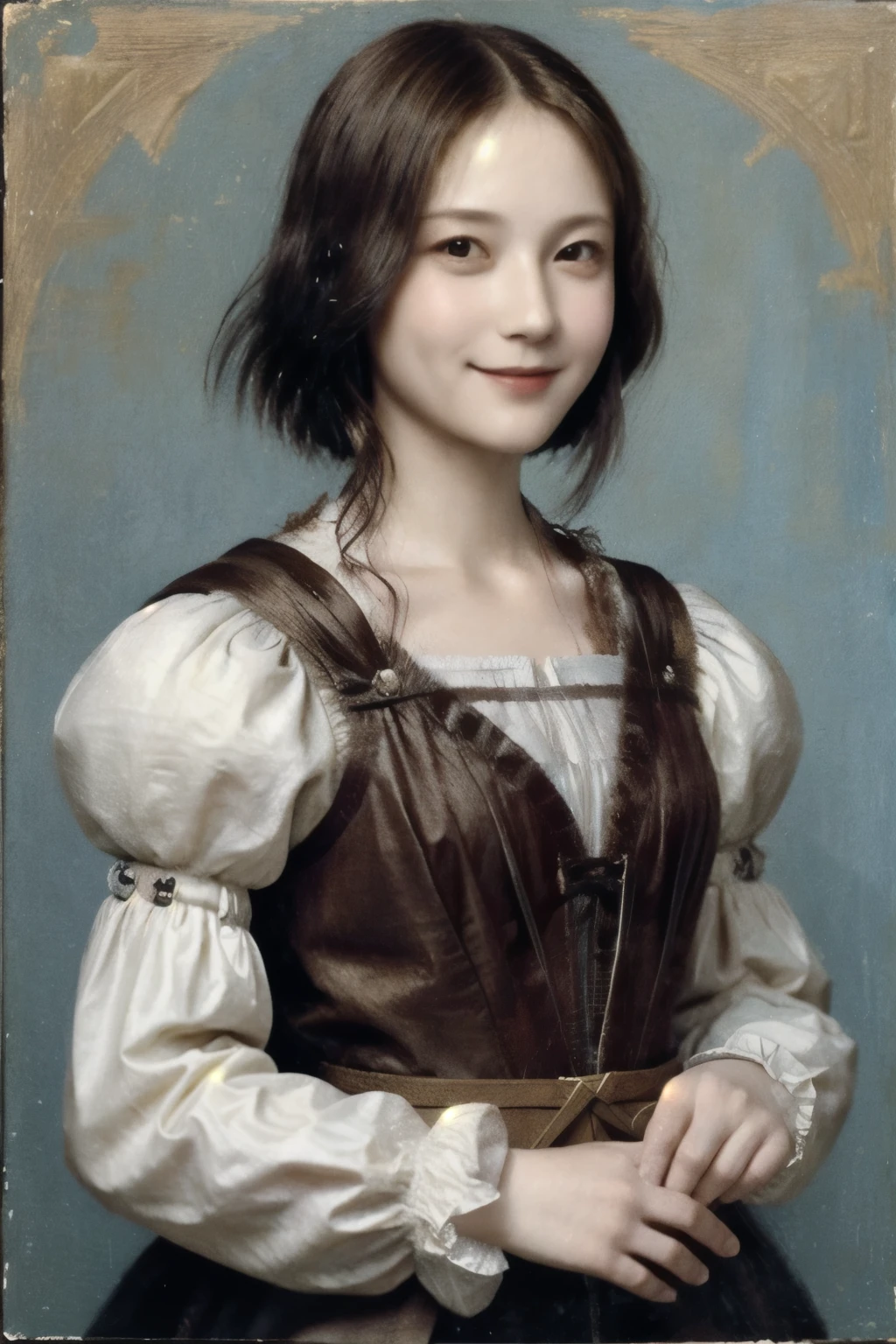 261 20-year-old female, (Short Hair 46),(Genuine,chest),Old-fashioned smile,(Paintings by Leonardo da Vinci)