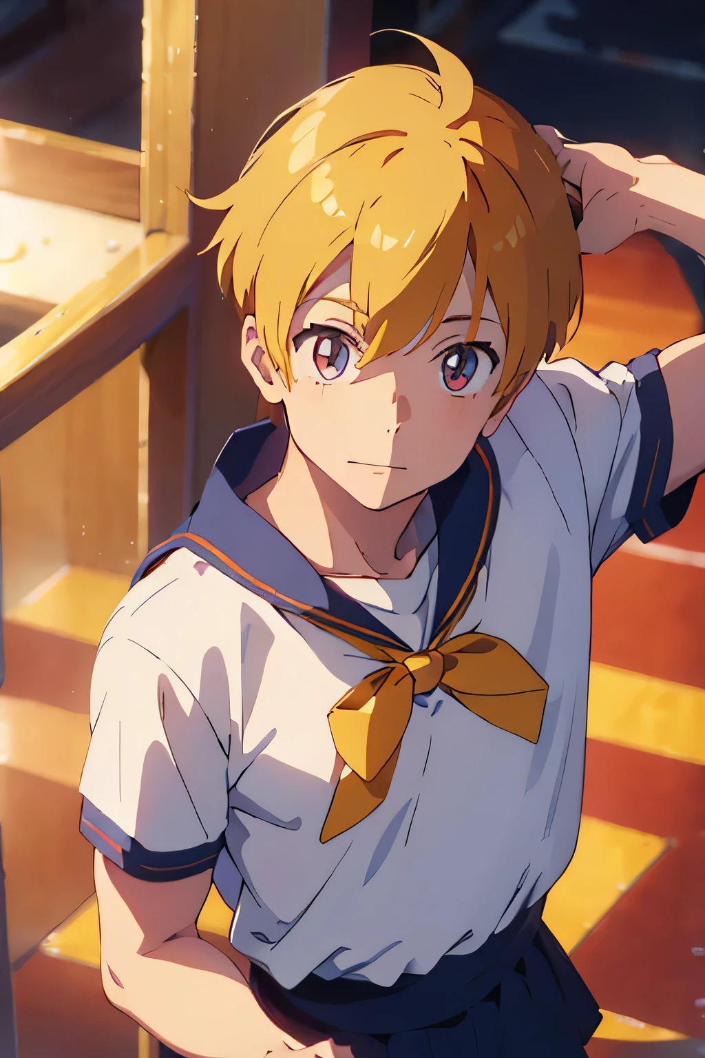 male boy man version of sailor venus with blond hair